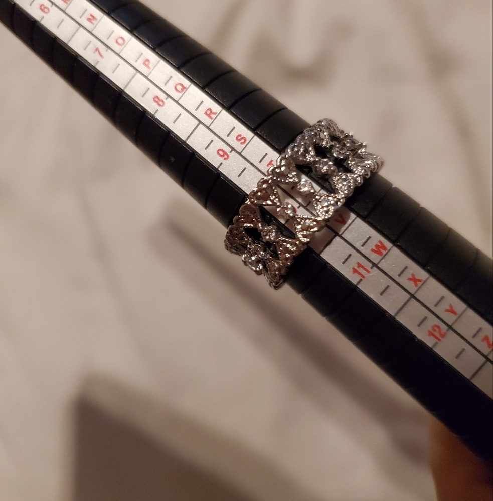 Silver Crystal Statement Ring Sz 10 - image 3